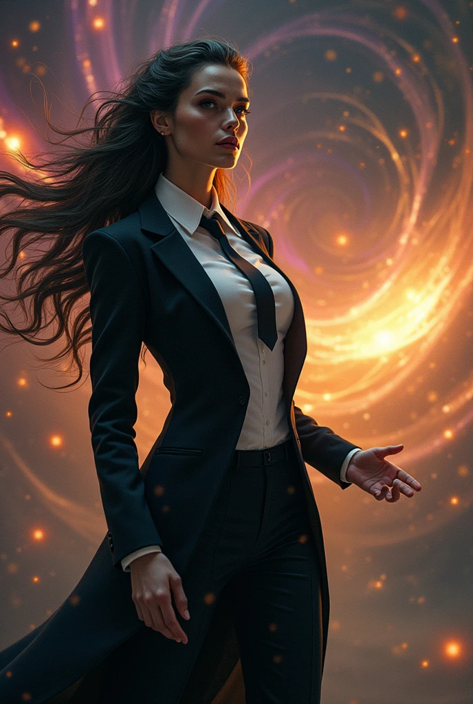 The Gamer Master stoica master regenerates  into Starfire male to female time lord regeneration  incarnation with black suit white shirt and black necktie