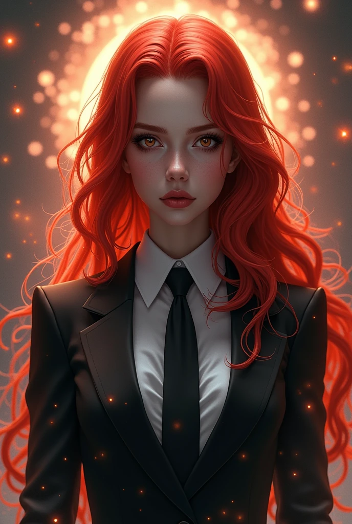 The Gamer Master stoica master regenerates into Starfire red haired male to female time lord regeneration incarnation with black suit white shirt and black necktie