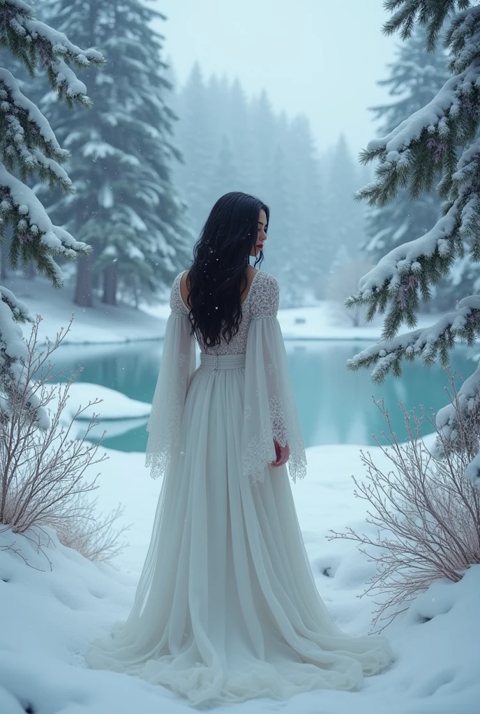 I want a setting to take photos. theme; snow white.