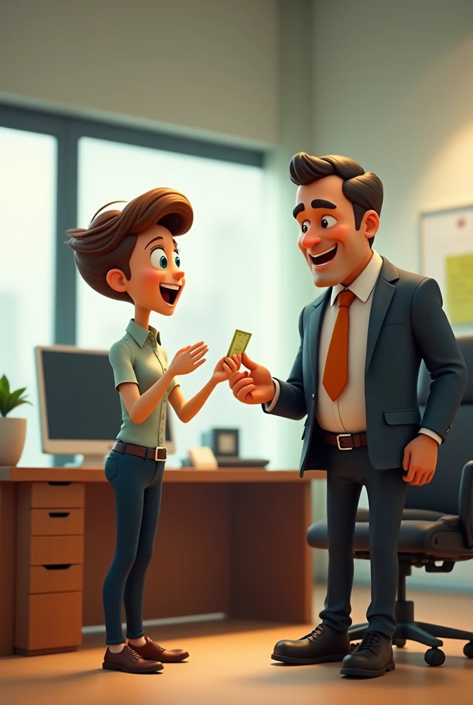 Boss paying his animated employee