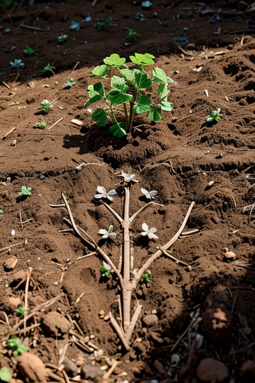 Clover, growing from the soil, in the shape of the US outline.