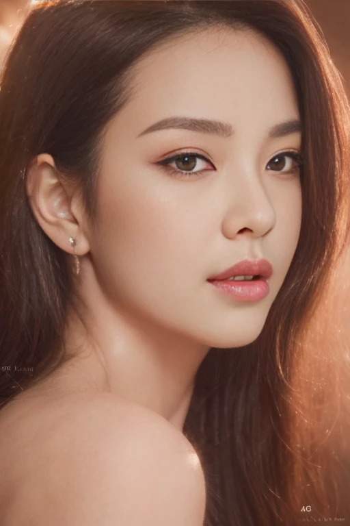Photorealistic, masutepiece, Best Quality, Raw photo, 1girl in, Solo, Long hair, Brown hair, Detailed face, alluring face, Sweater that kills virgins, medium breasts, Dynamic Pose, Looking at Viewer, From below, Detailed background, fine detailed, intricate detailes, Ray tracing, depth of fields, lowkey, nffsw, naked portrait, nude photography, shiny nipple, show armpit