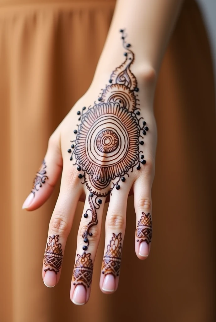 generate Gol Tikki mehndi design on hand