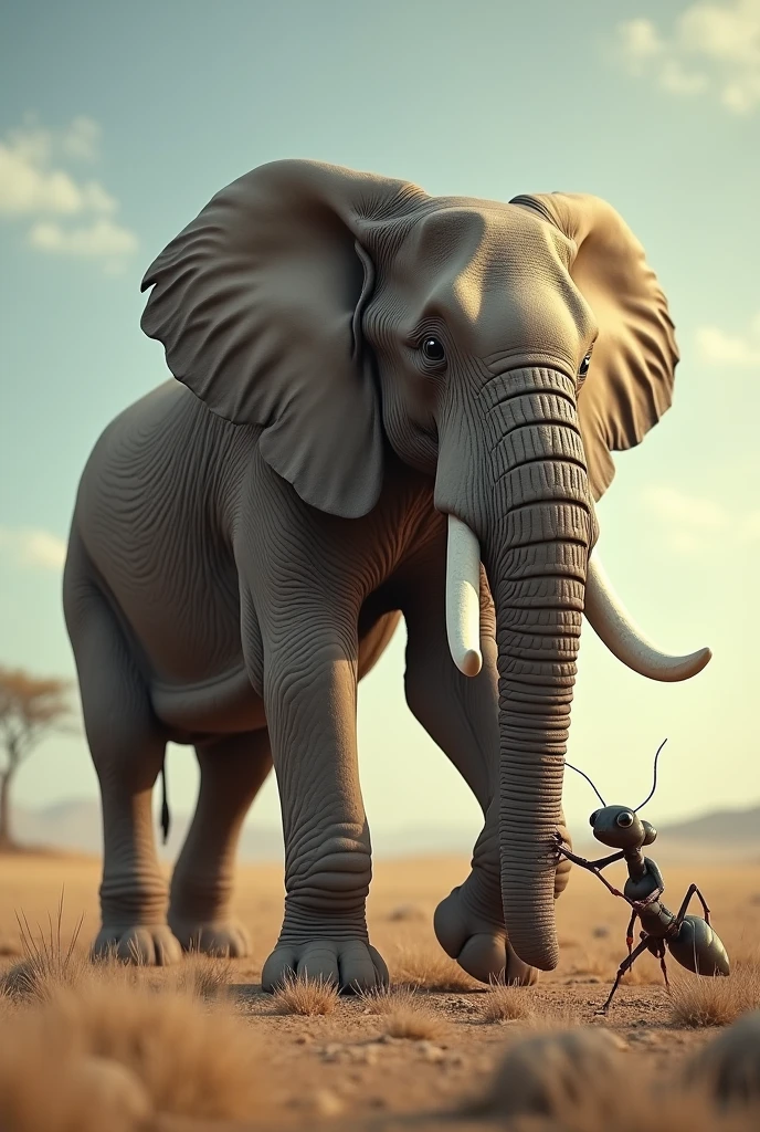 An ant lifting an elephant