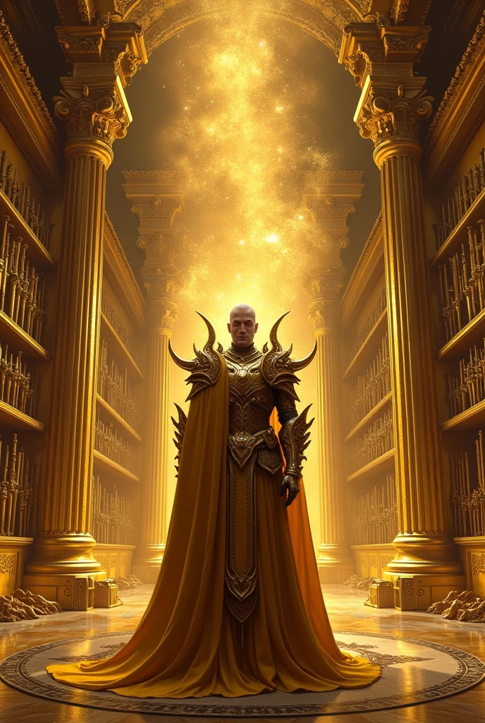 gold treasury with weapons
