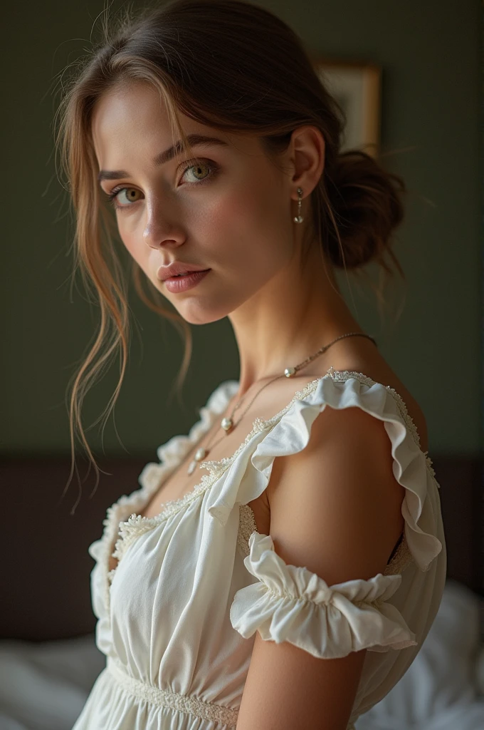 A girl her dress open and touch her pussy