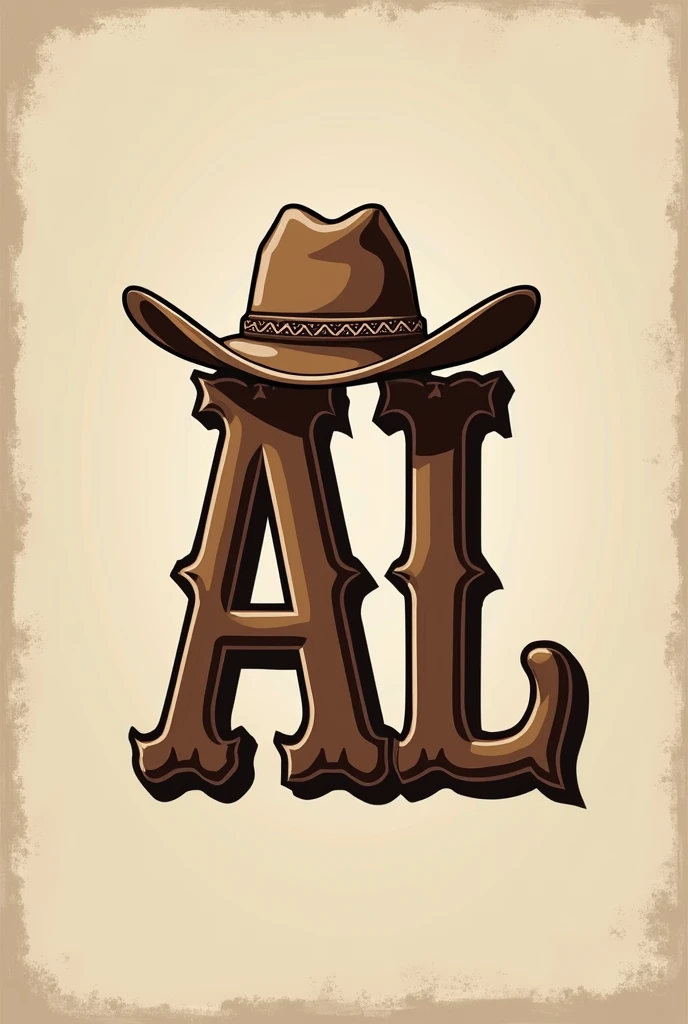 Create a logo with the letters A and L and a hat on top of the letters for a cattle marker