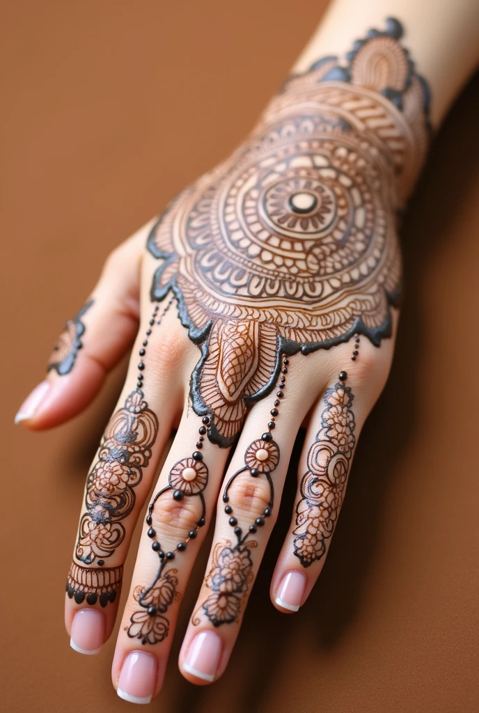 generate Gol Tikki mehndi design on hand