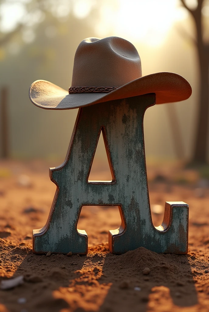 Create a logo with the letters A and L and a hat on top of the letters for a realistic cattle marker
