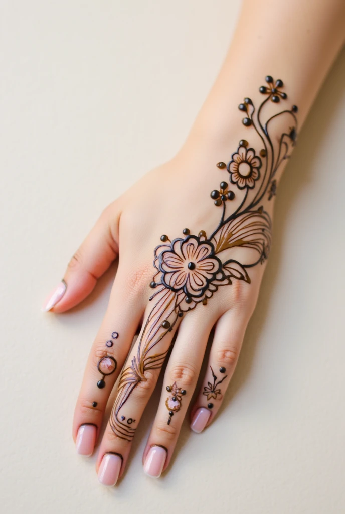 generate modern and simple Shadi Special mehndi design on hand