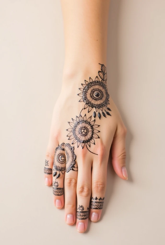 generate modern and simple Karwa Chauth Special mehndi design on hand