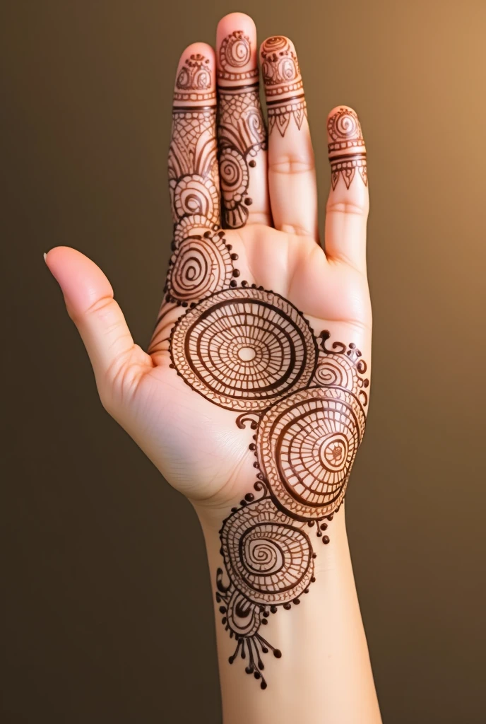 generate Gol Tikki mehndi design on hand