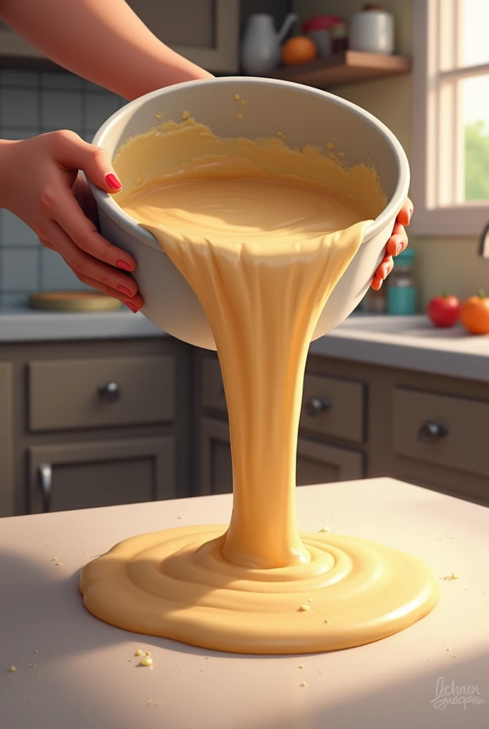 Create an image where the cupcake batter is poured