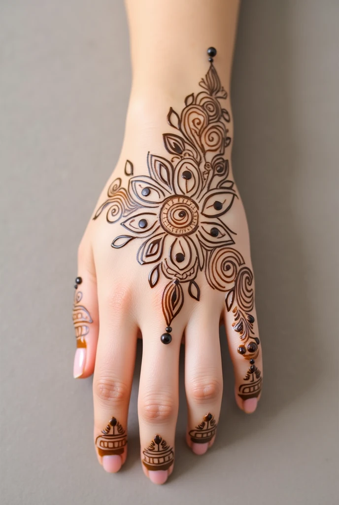 generate modern and simple Shadi Special mehndi design on hand
