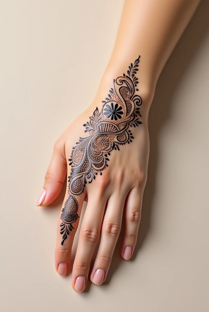generate modern and simple Rajasthani mehndi design on hand