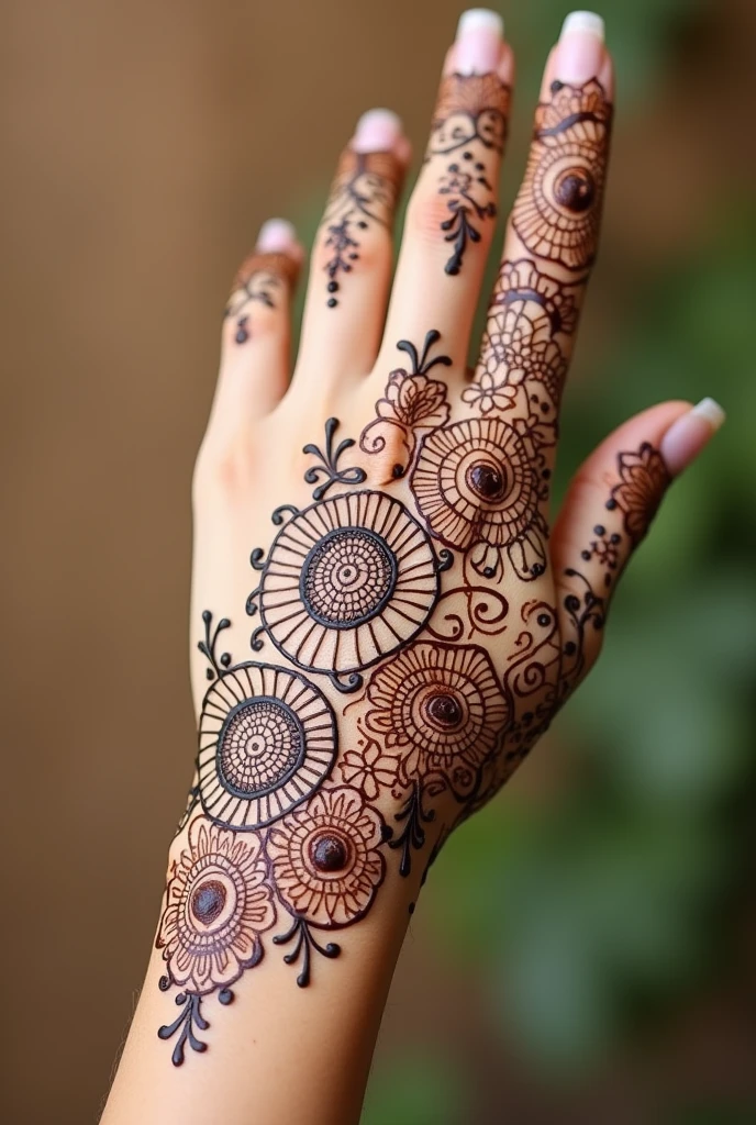 generate Gol Tikki mehndi design on hand