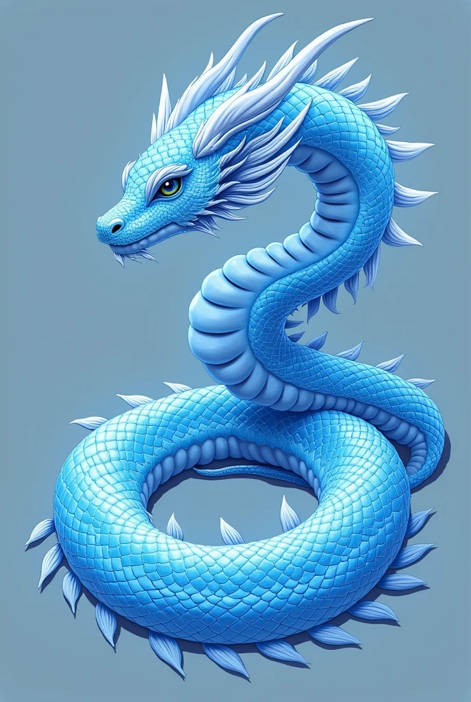 Create an art of a light blue snake from the Coari legend BOIÚ-ASSU, an art with only the snake that can be transferred to the shirt, an interclass shirt art
