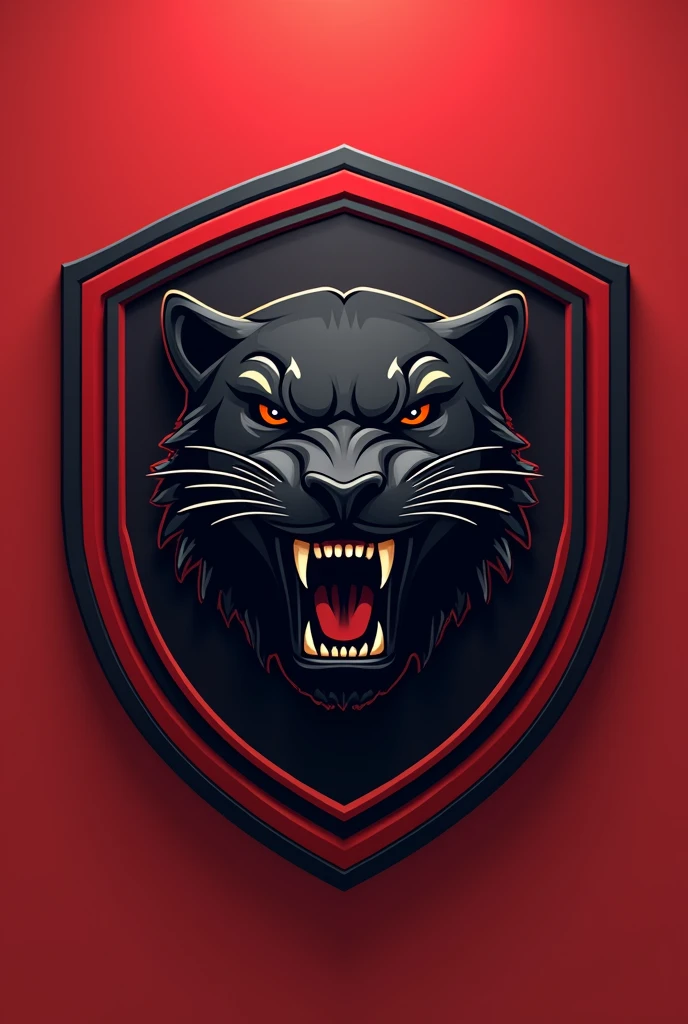 "A circular football (soccer) shield design with a modern 4K high-definition style. The shield has a clean, contemporary look, featuring black and red colors. In the center, there is a fierce panther symbolizing strength and agility. The text '1ª DIVISÃO NBR' is prominently displayed above or below the panther in a bold, professional, and eye-catching font. The design conveys a sense of prestige and competition, suitable for a first division football league. The overall appearance should be sleek, modern, and visually striking, emphasizing a high-quality and professional football league emblem."