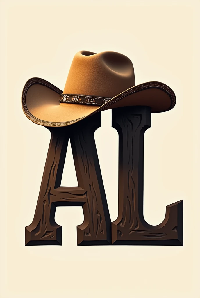 Create a logo with the letters A and L and a hat on top of the two letters to place on a cattle marker 