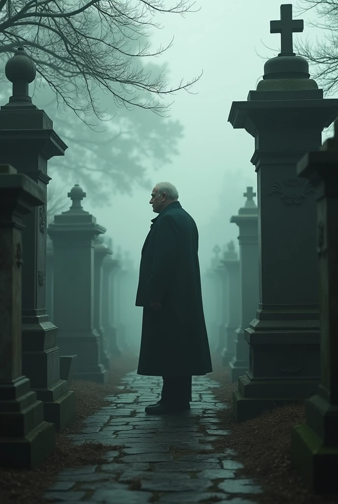 man in a cemetery