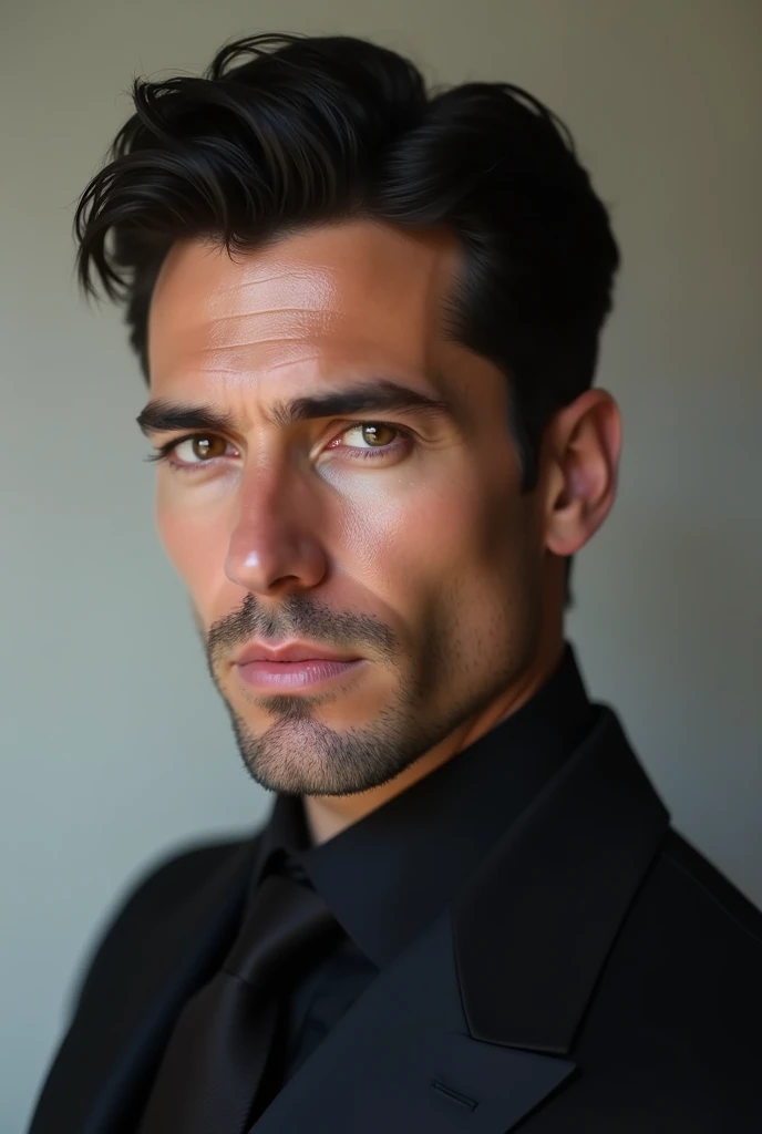 Handsome white man with black hair