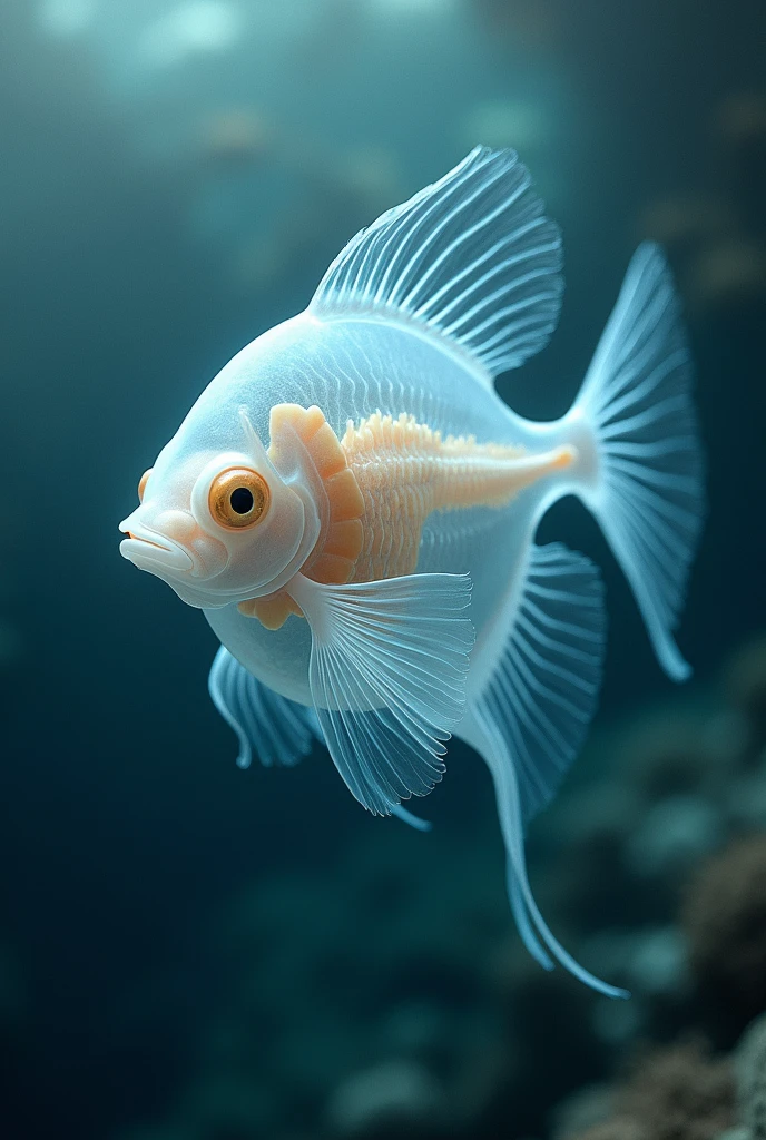 une nouvelle race de poisson blanc translucide decouvert : transparence totale de son corps car on voit à l'intérieur tous ses organes, peu nombreux qui ressemble a un fetus, que l'on distingue très nettement . Ultra réaliste