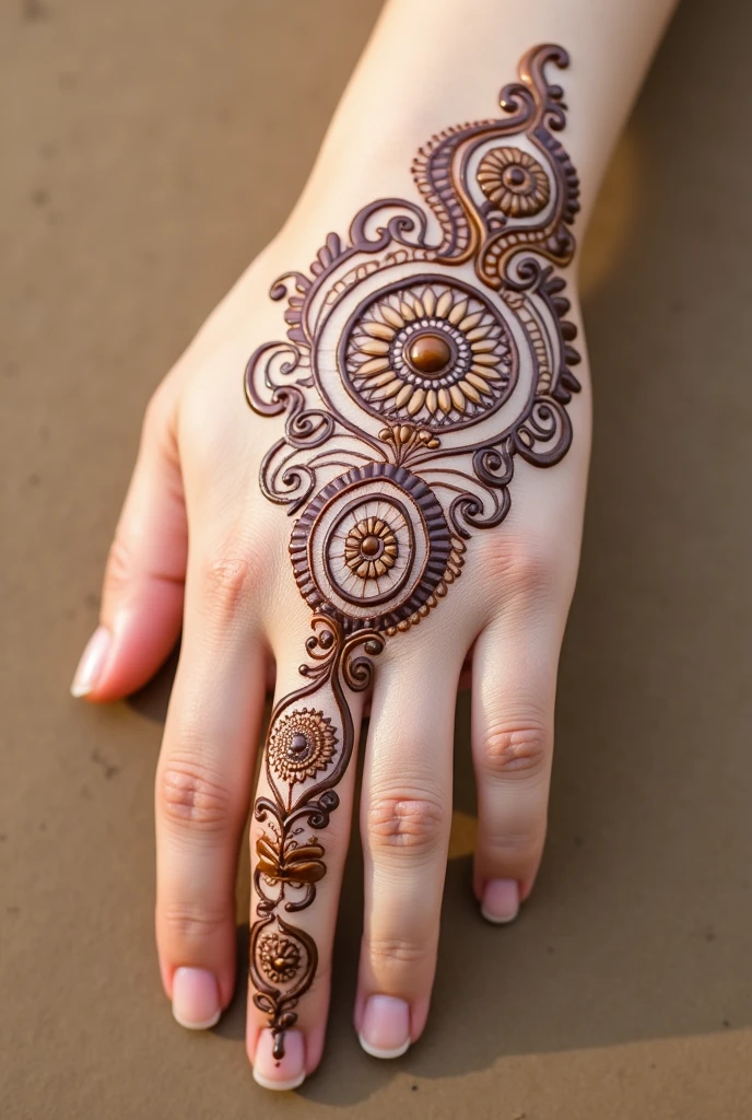 generate Gol Tikki mehndi design on hand
