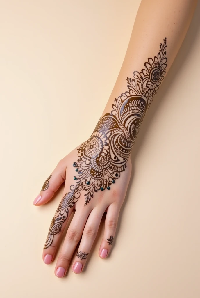 generate modern and simple Shadi Special mehndi design on hand