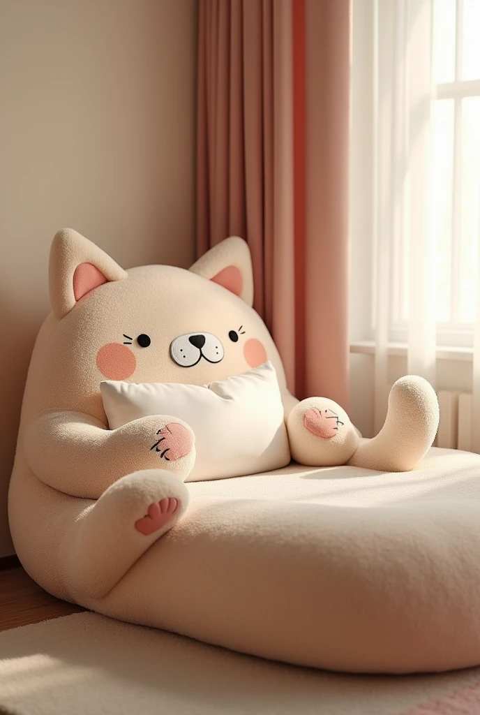 A bed shaped like a kitty