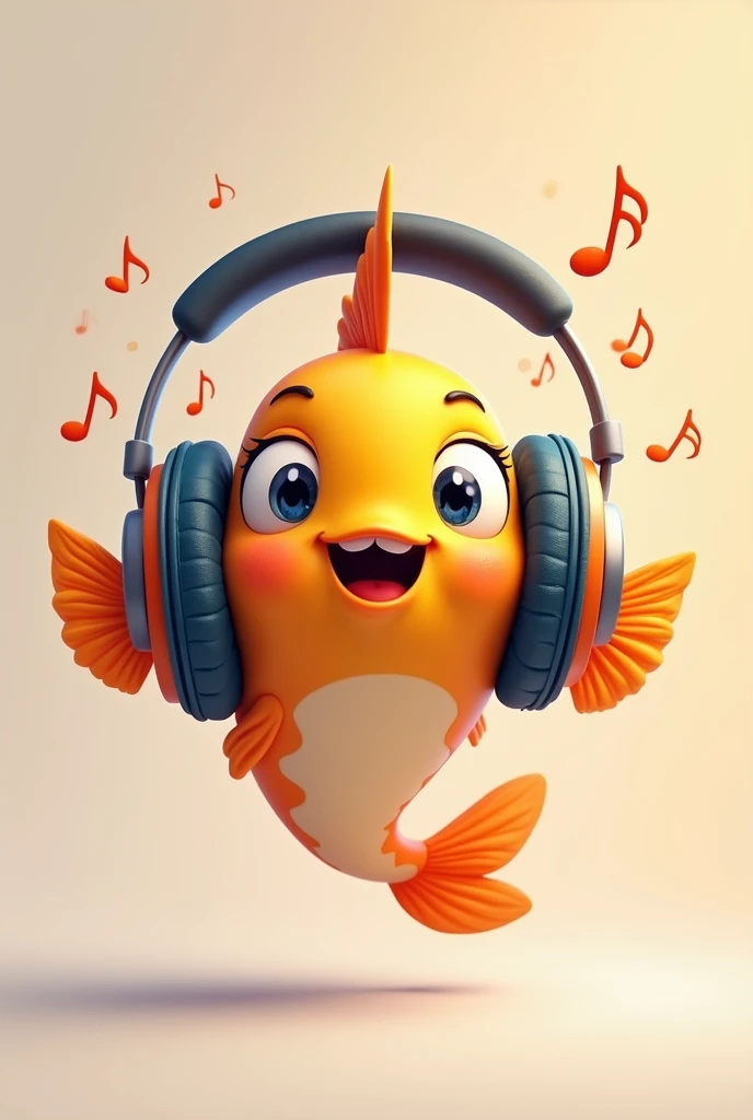 Happy Face Fish with Headphones