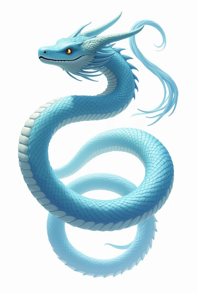 Create an art of a light blue snake from the Coari legend BOIÚ-ASSU, an art with only the snake that can be transferred to the shirt, an interclass shirt art, with transparent background 