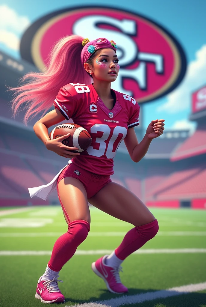 The name Stephany girly girl glitter football 49ers 