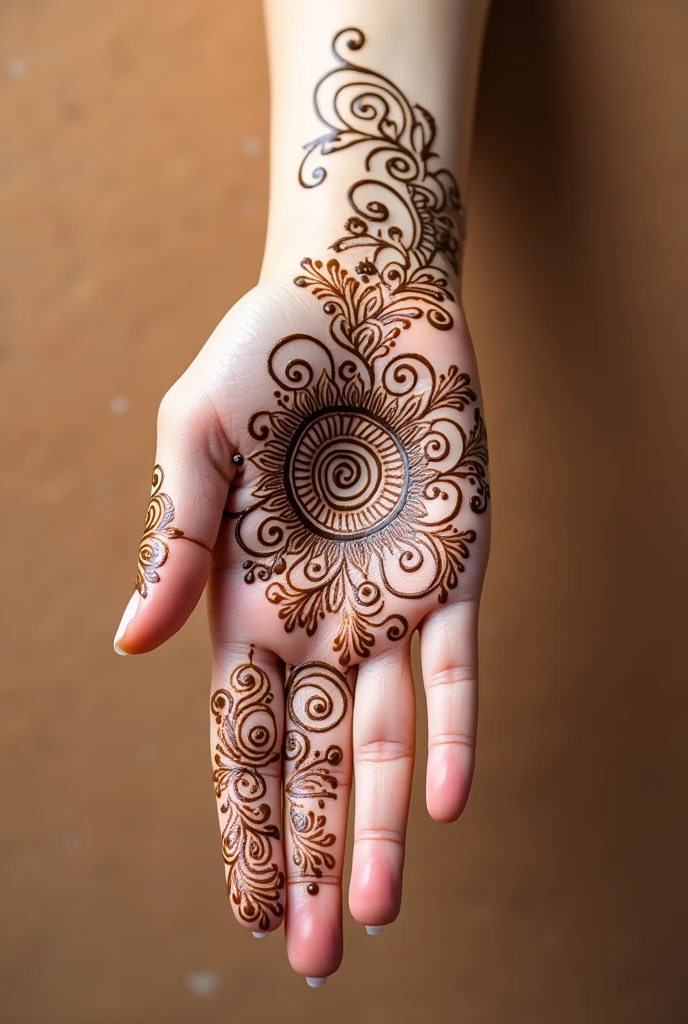generate Gol Tikki mehndi design on hand