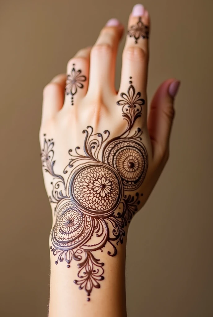generate Gol Tikki mehndi design on hand
