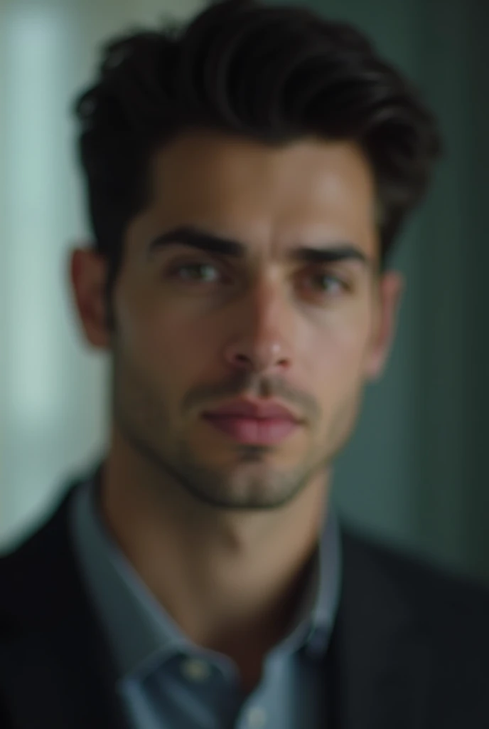 Handsome white man with black hair young blurred image Well blurred face blurred Young