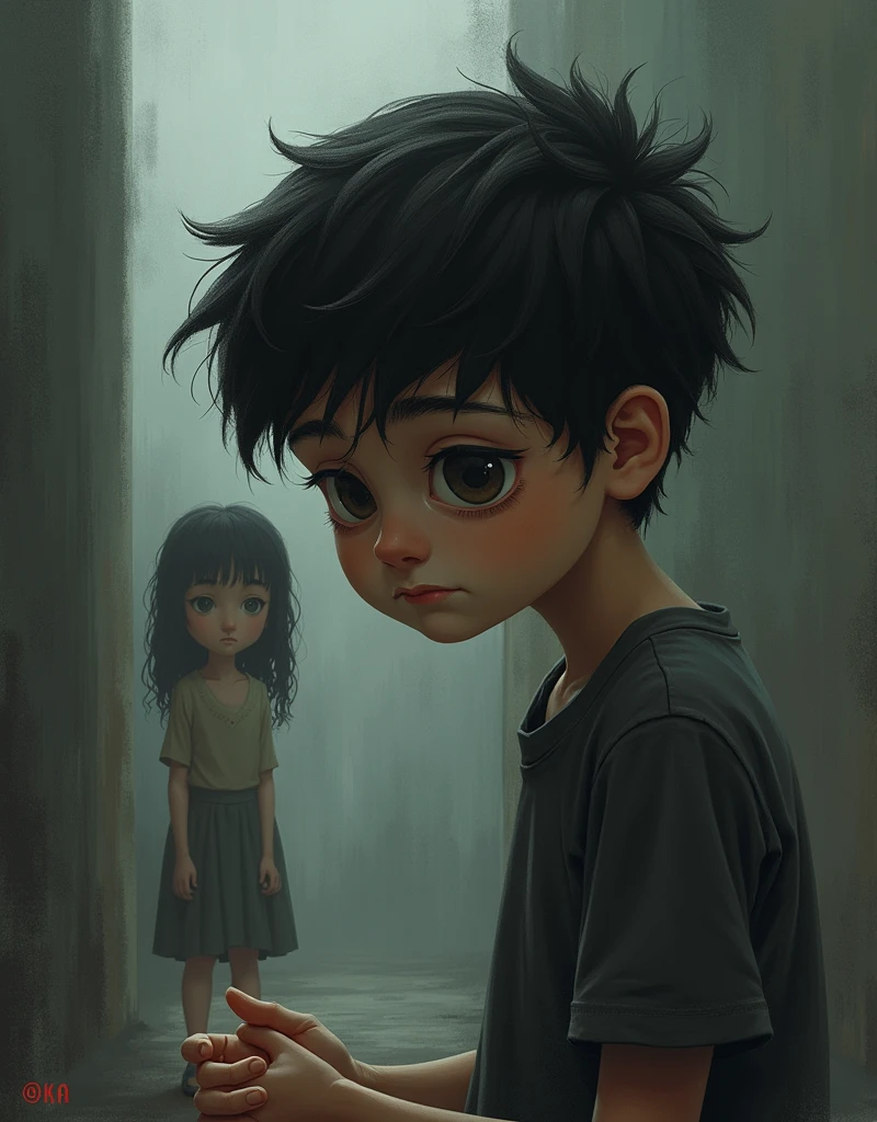 A boy sad mood and ignore the girl