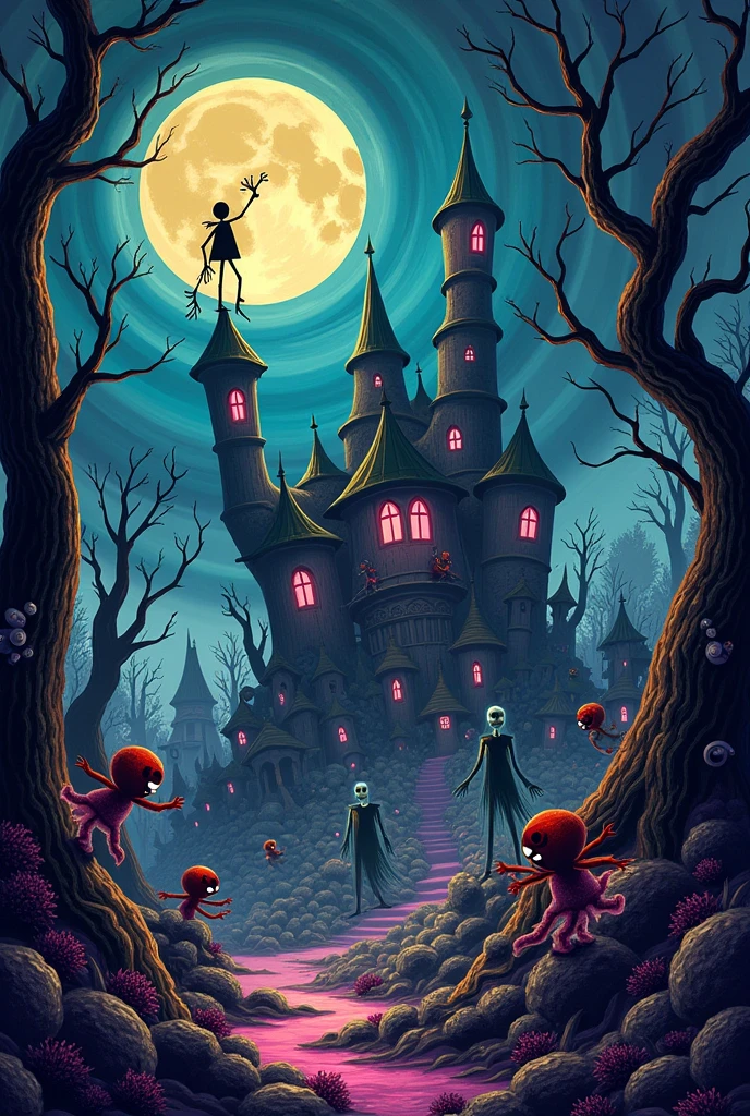 A background image that has the style of Beetlejuice and Jack 
