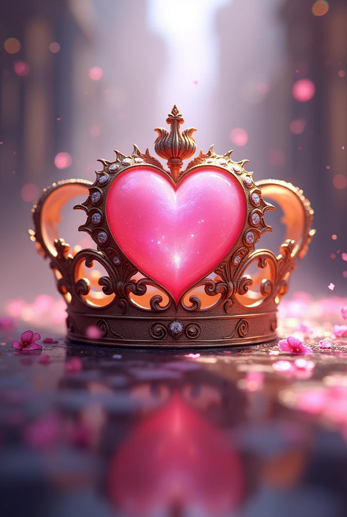 Create a very detailed crown image that has a pink heart. 
