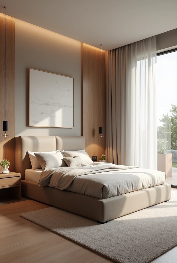 Modern youth room ,box bed , super realistic render vray, clean , wooden headboard panel , Premium, Cinematic Soft Vray, detailed archivision render, archivision, high quality rendering, render vray, Smooth, studio-quality rendering, vray 8k rendering, very realistic 3D rendering, render in vray, very realistic render