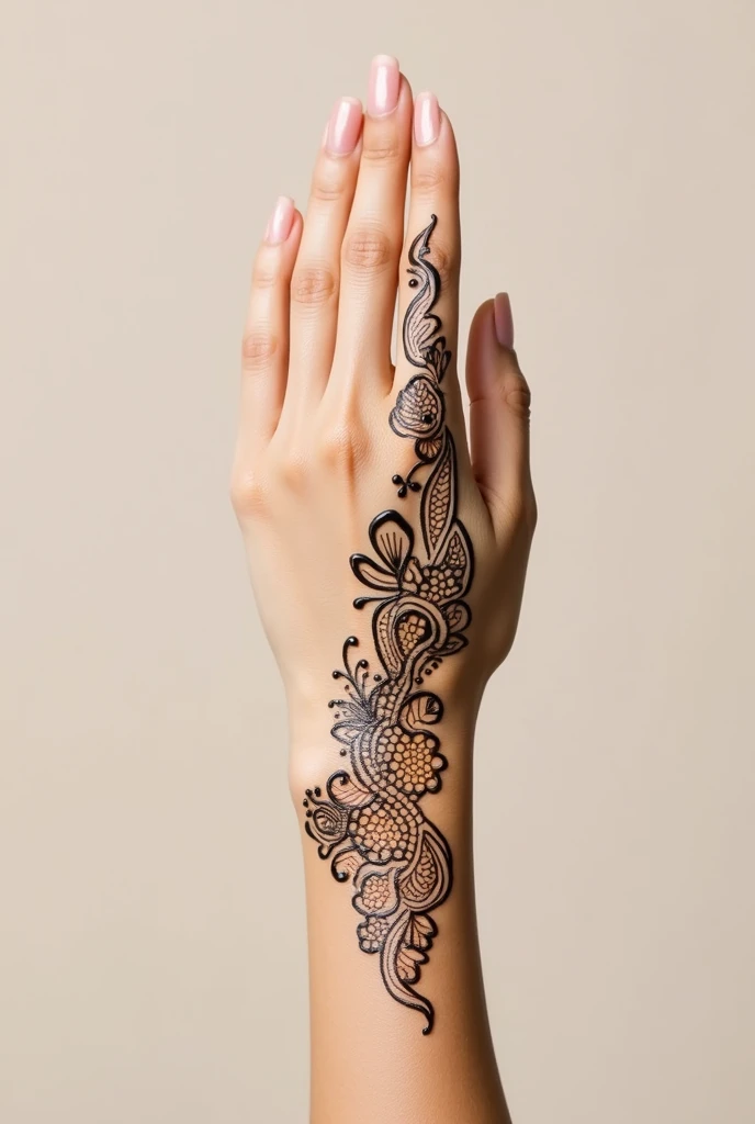 generate modern and simple Arabic mehndi design on beautiful hand