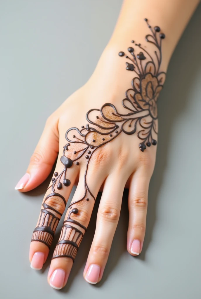 generate modern and simple Bridal mehndi design on beautiful hand