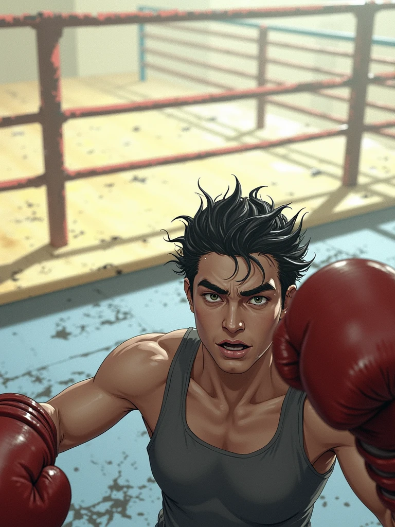 Skinny boxer with gloves