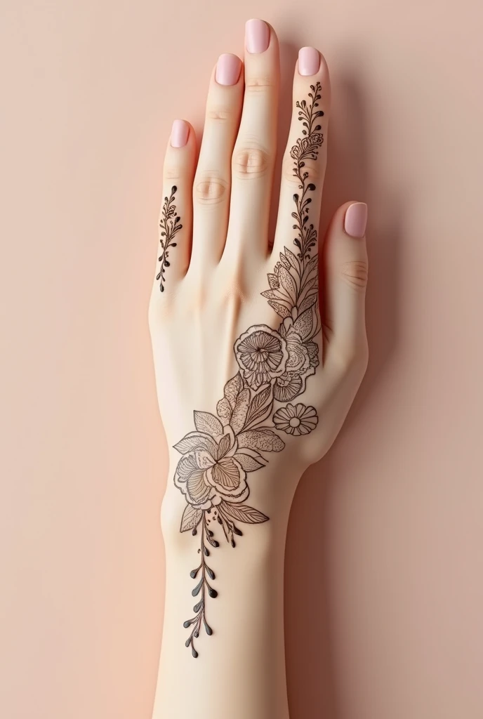 generate modern and simple Shadi Special mehndi design on beautiful hand