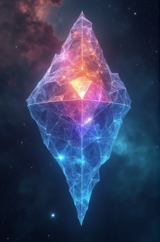 Mystical Artifact called Cosmic Iceberg, based on a mathematical oregami with rainbow colors.