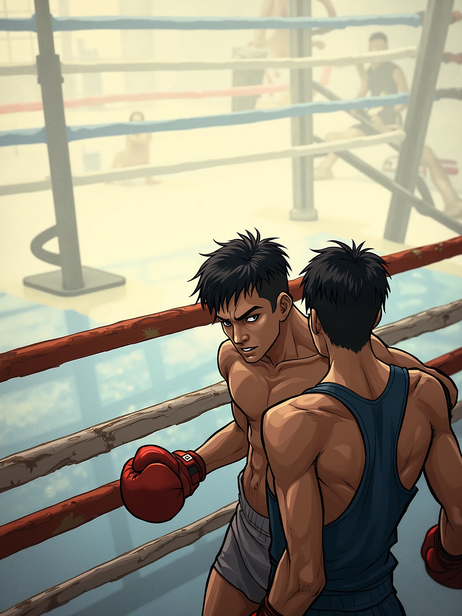 Skinny boxer with gloves