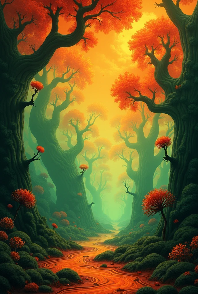 A background image that has Tim Burton style orange and green colors