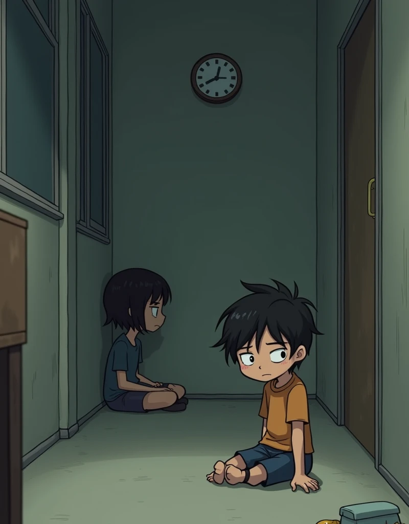 A 1 boysitting floor and his girlfriend ignore him
