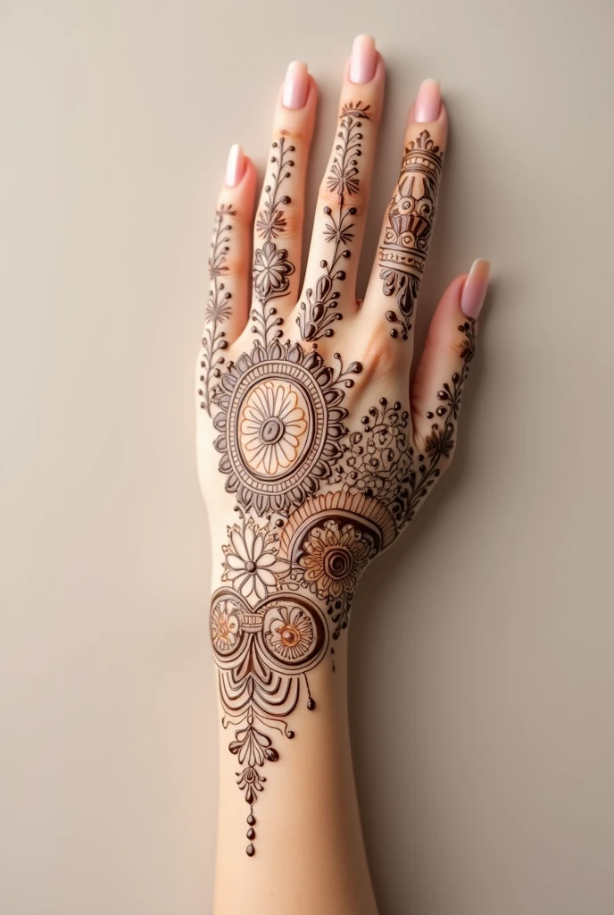 generate ramzan Eid mehndi design on  beautiful hand