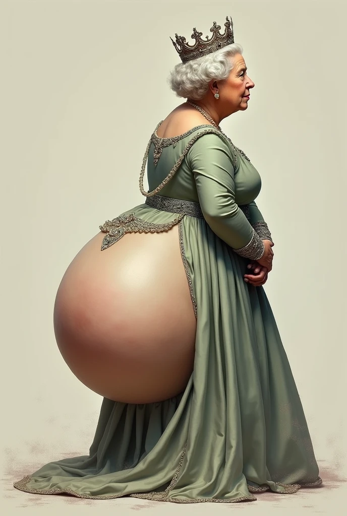 create an image of Queen Elizabeth with a big butt