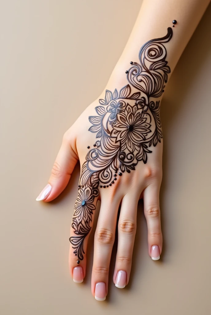 generate ramzan Eid mehndi design on  beautiful hand